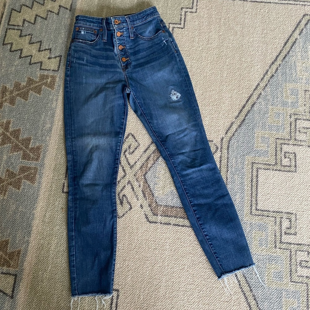 J.Crew Curvy Toothpick Jeans w/ Button Fly sz 27 in Worn Medium Wash